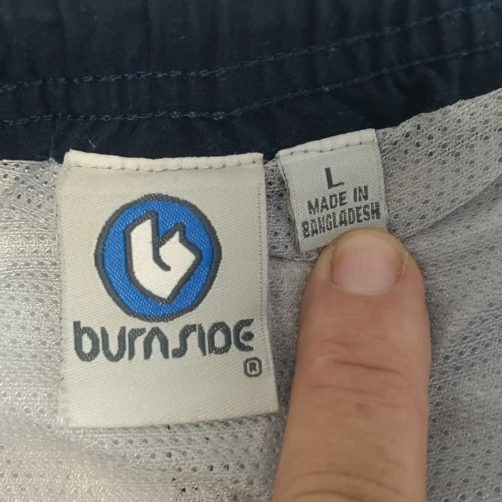 Burnside Mens Floral Board Shorts Blue White Swim Trunks Size L Cargo Pocket